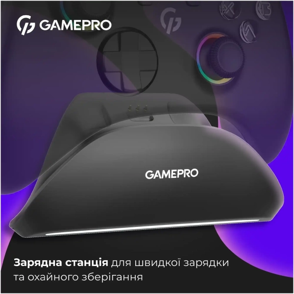 Купити Геймпад GamePro із зарядною станцією BT 5.3/USB/2.4 ГГц (Switch/PC/iOS/Android) RGB Black (GPX13BDOC - фото 5