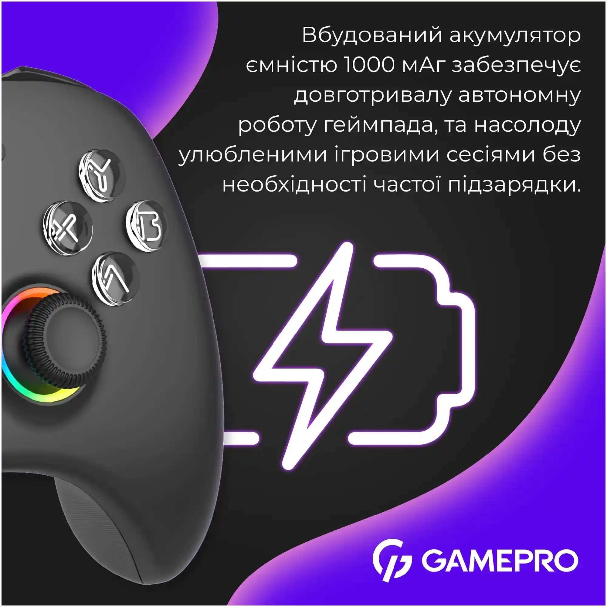 Купити Геймпад GamePro із зарядною станцією BT 5.3/USB/2.4 ГГц (Switch/PC/iOS/Android) RGB Black (GPX13BDOC - фото 6