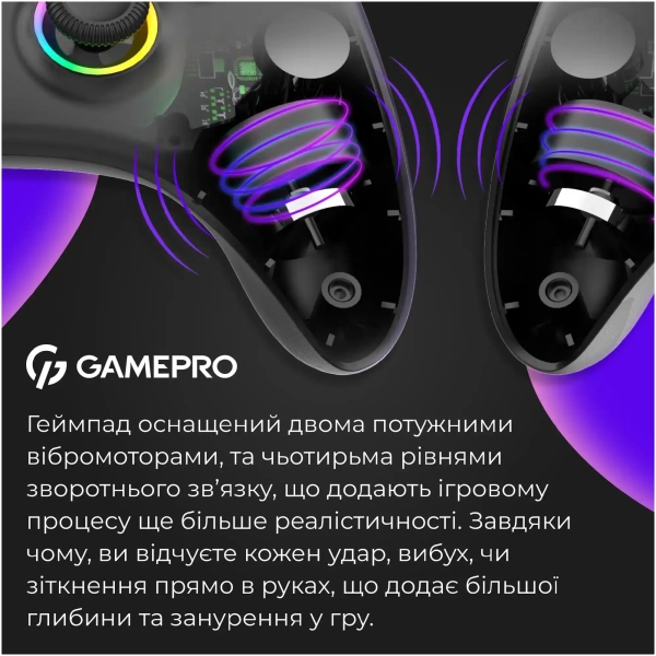 Купити Геймпад GamePro із зарядною станцією BT 5.3/USB/2.4 ГГц (Switch/PC/iOS/Android) RGB Black (GPX13BDOC - фото 7