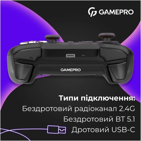 Купити Геймпад GamePro із зарядною станцією BT 5.3/USB/2.4 ГГц (Switch/PC/iOS/Android) RGB Black (GPX13BDOC - фото 15