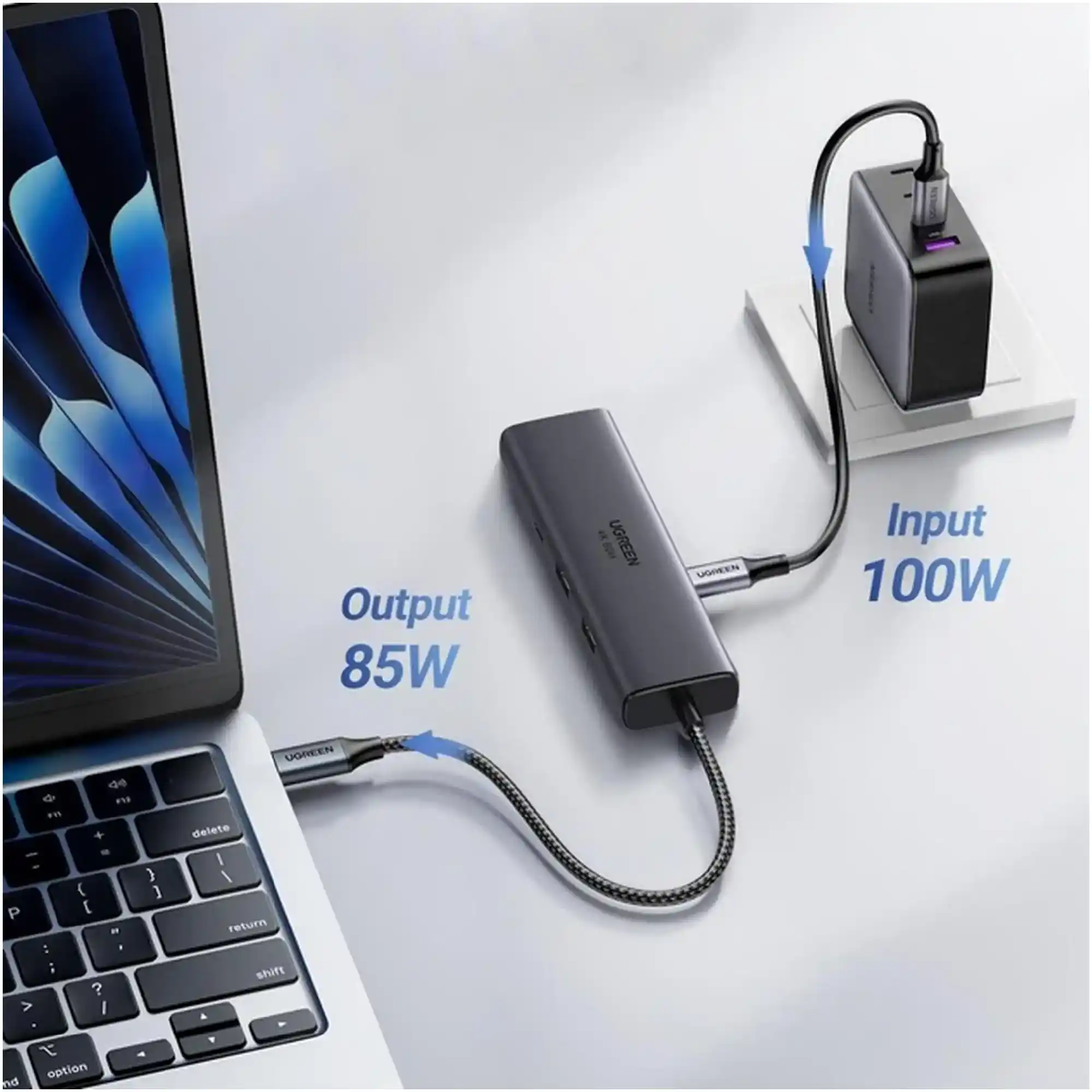 Купить USB-хаб Ugreen USB-C to HDMI + 2xUSB 3.2 + USB-C 3.2 + RJ45 + PD CM512 gray (45000) - фото 4