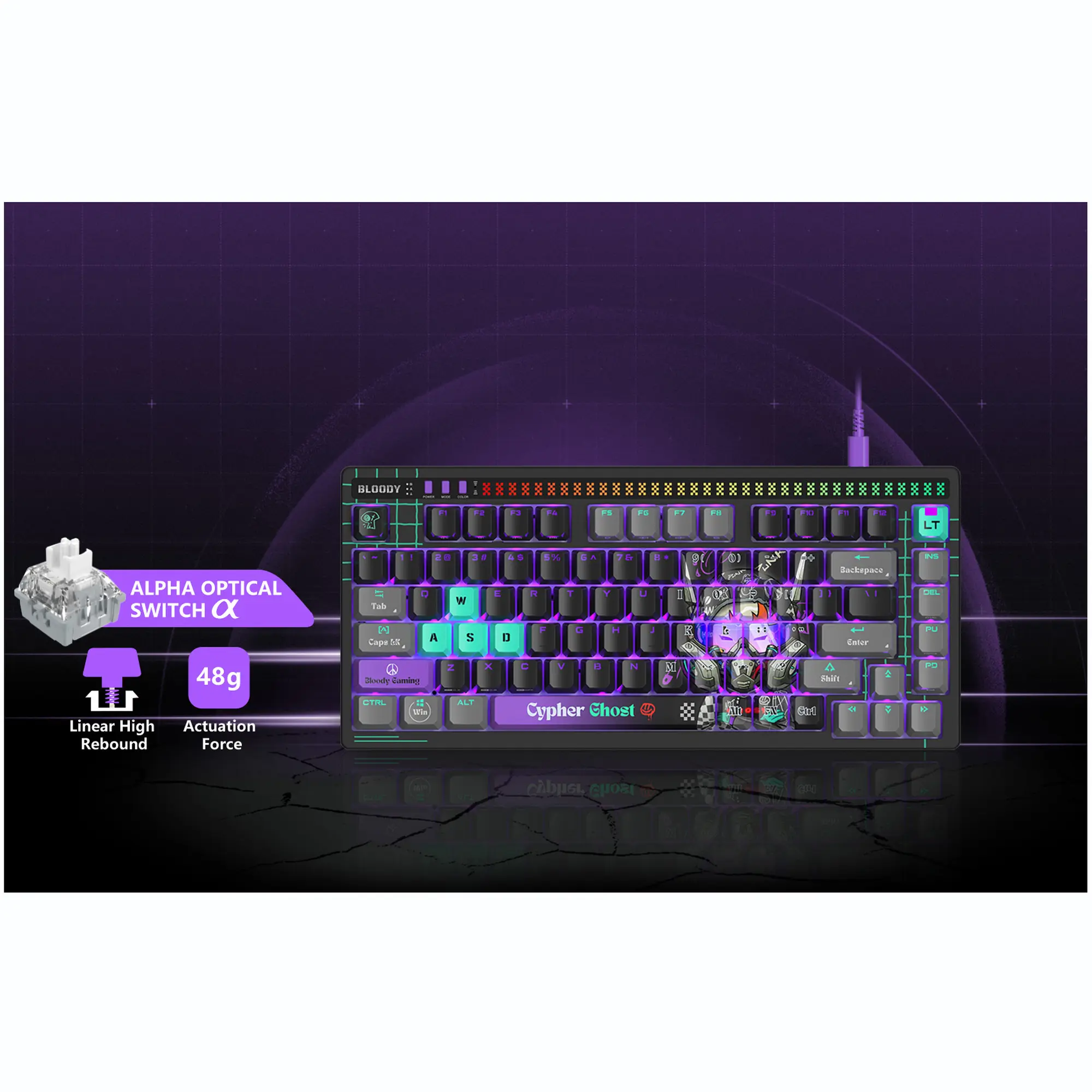 Купить Клавиатура A4Tech AT75 RGB Cypher Ghost - фото 6