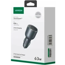Купити Автомобильное зарядное устройство UGREEN EC701 USB-C PD + USB-A 63W Fast Car Charger Gray (35023) - фото 3