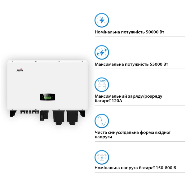 Купити Гібридний інвертор Afore AF50K-TH 50KW HV-battery 4 MPPT Wi-Fi 220/380V Трифазний (AF50K-TH) - фото 3