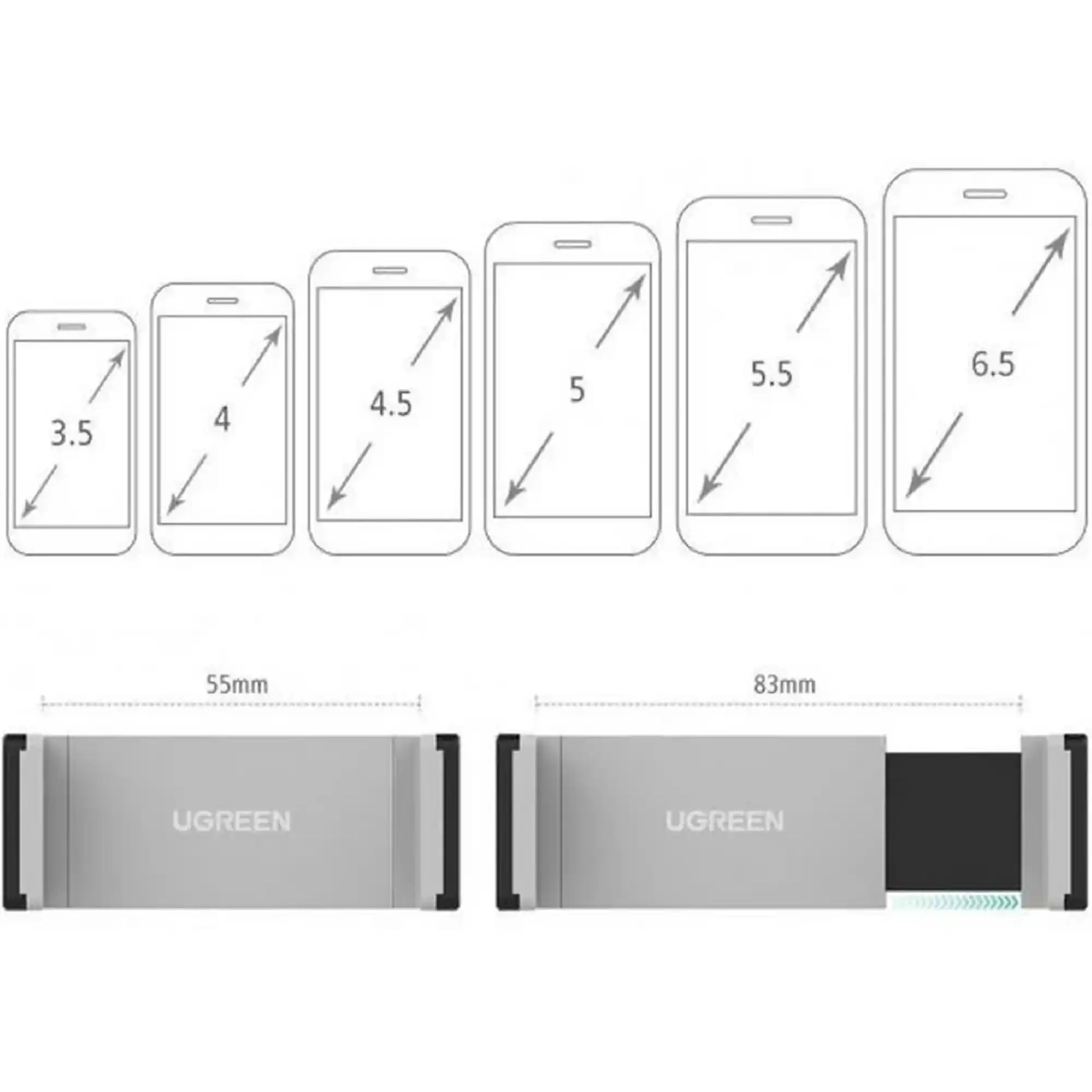 Купить Автомобильный держатель UGREEN LP120 Black (10422) - фото 2