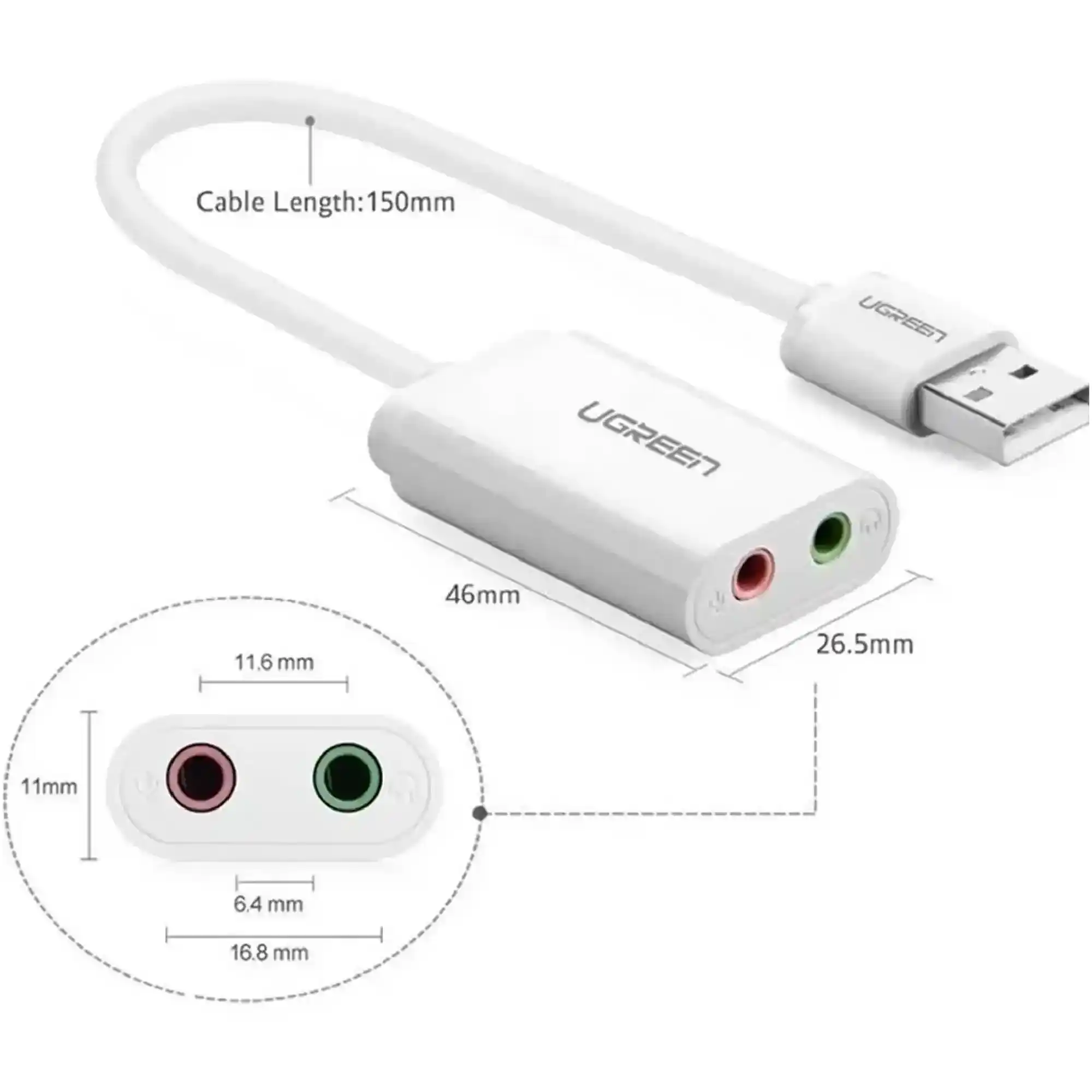 Купить Звуковая карта Ugreen US205 White (30143) - фото 4