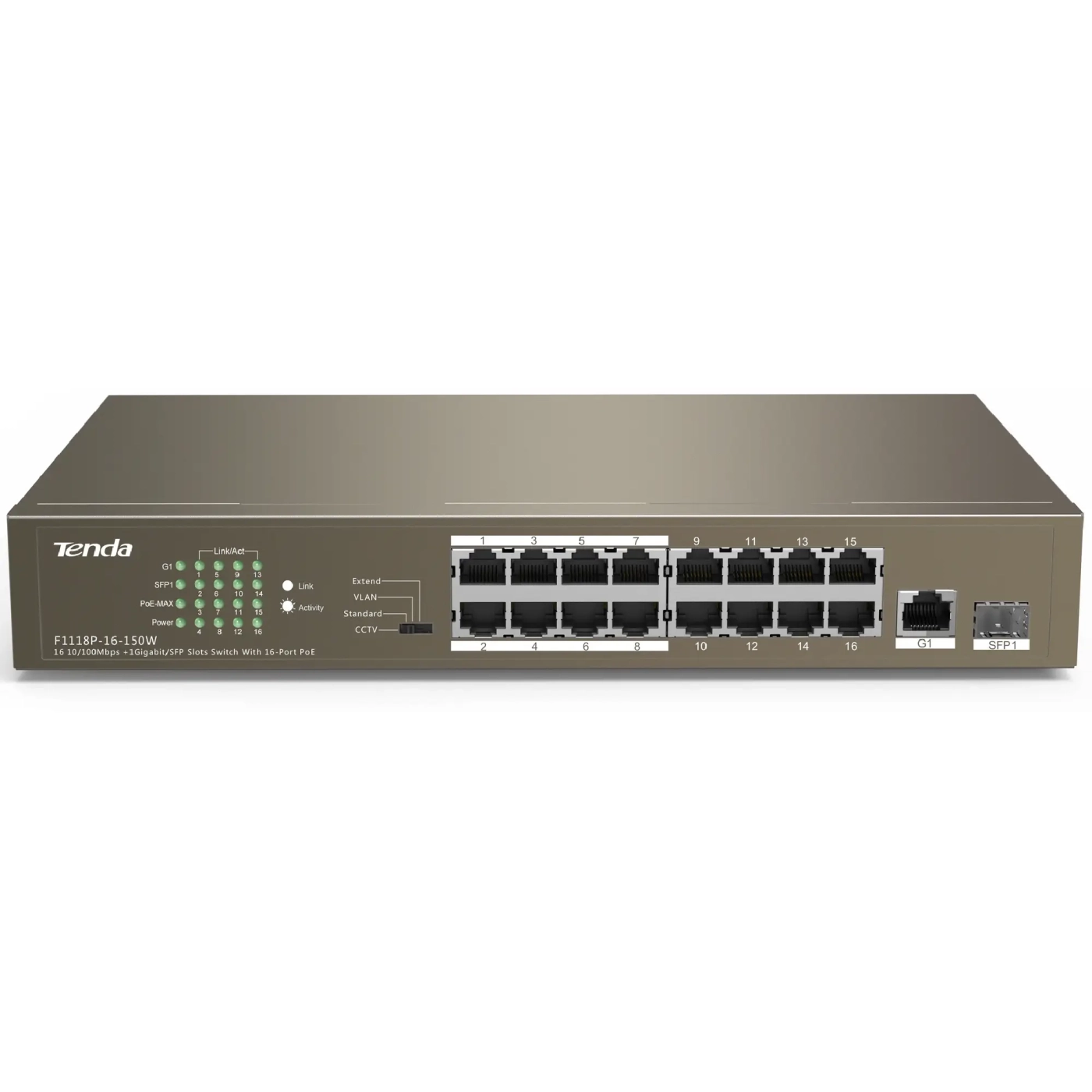 Купить Коммутатор Tenda TEF1118P-16-150W - фото 1