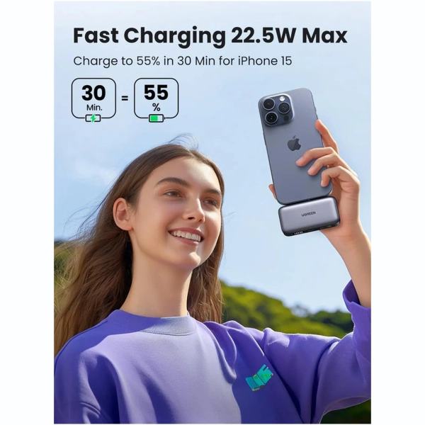 Купить Павербанк УМБ UGREEN PB503 Mini 22.5W 5000mAh Gray (UGR-35338) - фото 13