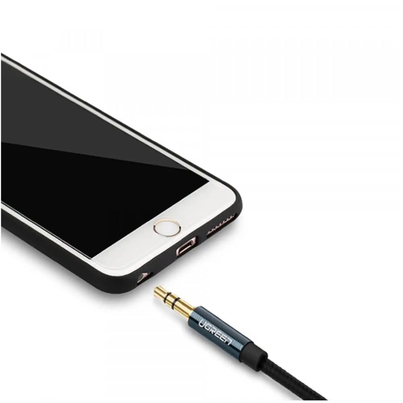 Купити Кабель UGREEN AV112 Angled Cable 3.5mm Male to 3.5mm Male Cable Gold Plated Metal Case with Braid 1m Blue (60179) - фото 3