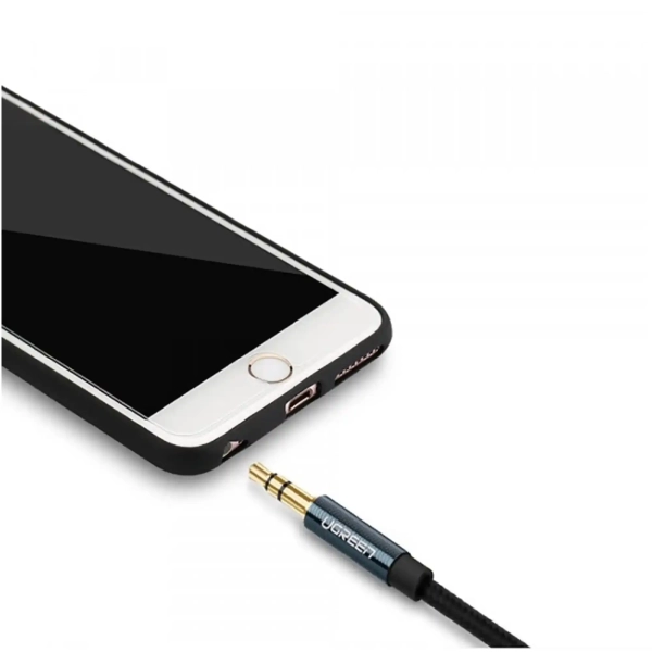 Купити Кабель UGREEN AV112 Angled Cable 3.5mm Male to 3.5mm Male Cable Gold Plated Metal Case with Braid 1m Blue (60179) - фото 3