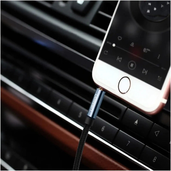 Купити Кабель UGREEN AV112 Angled Cable 3.5mm Male to 3.5mm Male Cable Gold Plated Metal Case with Braid 1m Blue (60179) - фото 4