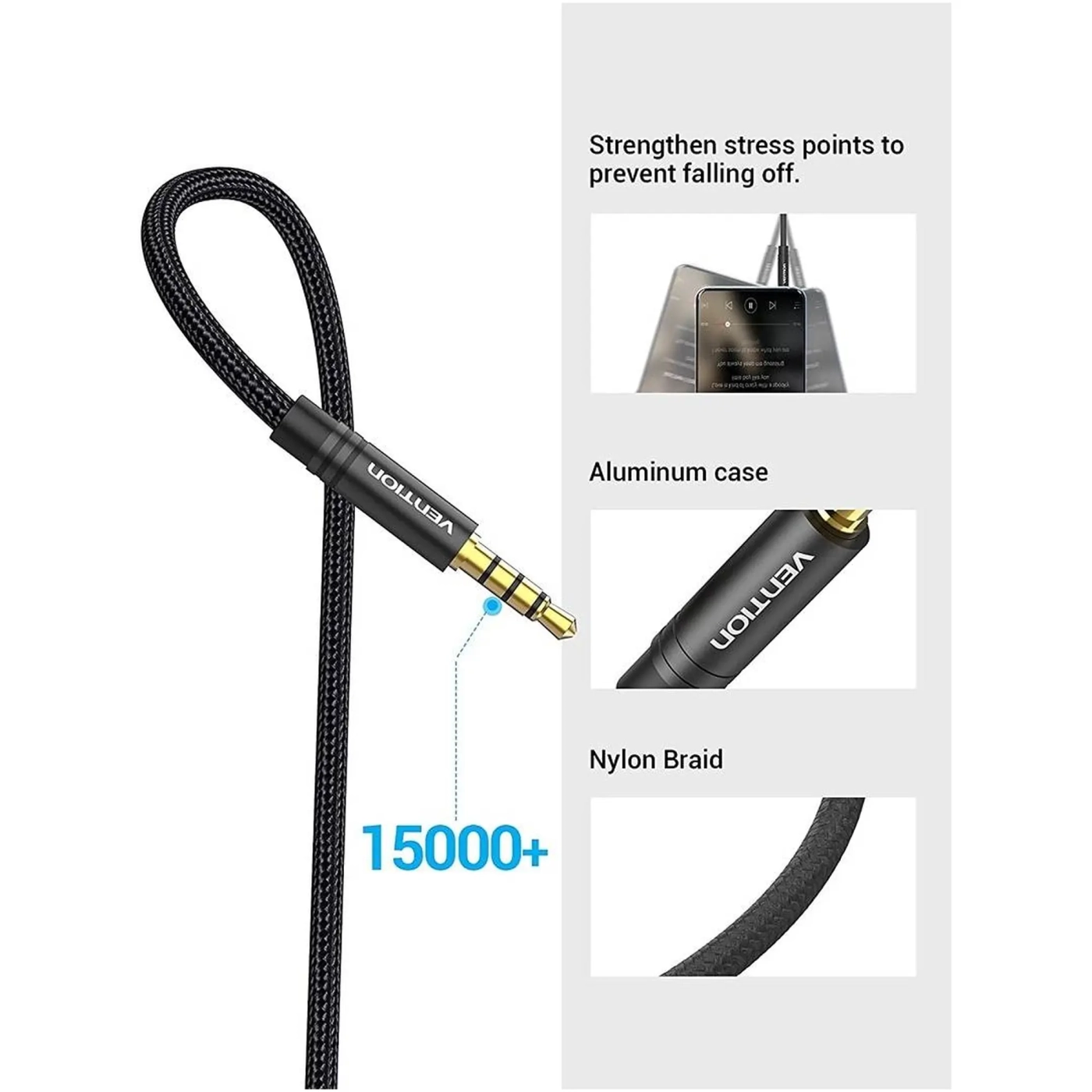 Купить Кабель Vention mini-jack 3.5mm 3м Black (BHBBI) - фото 7