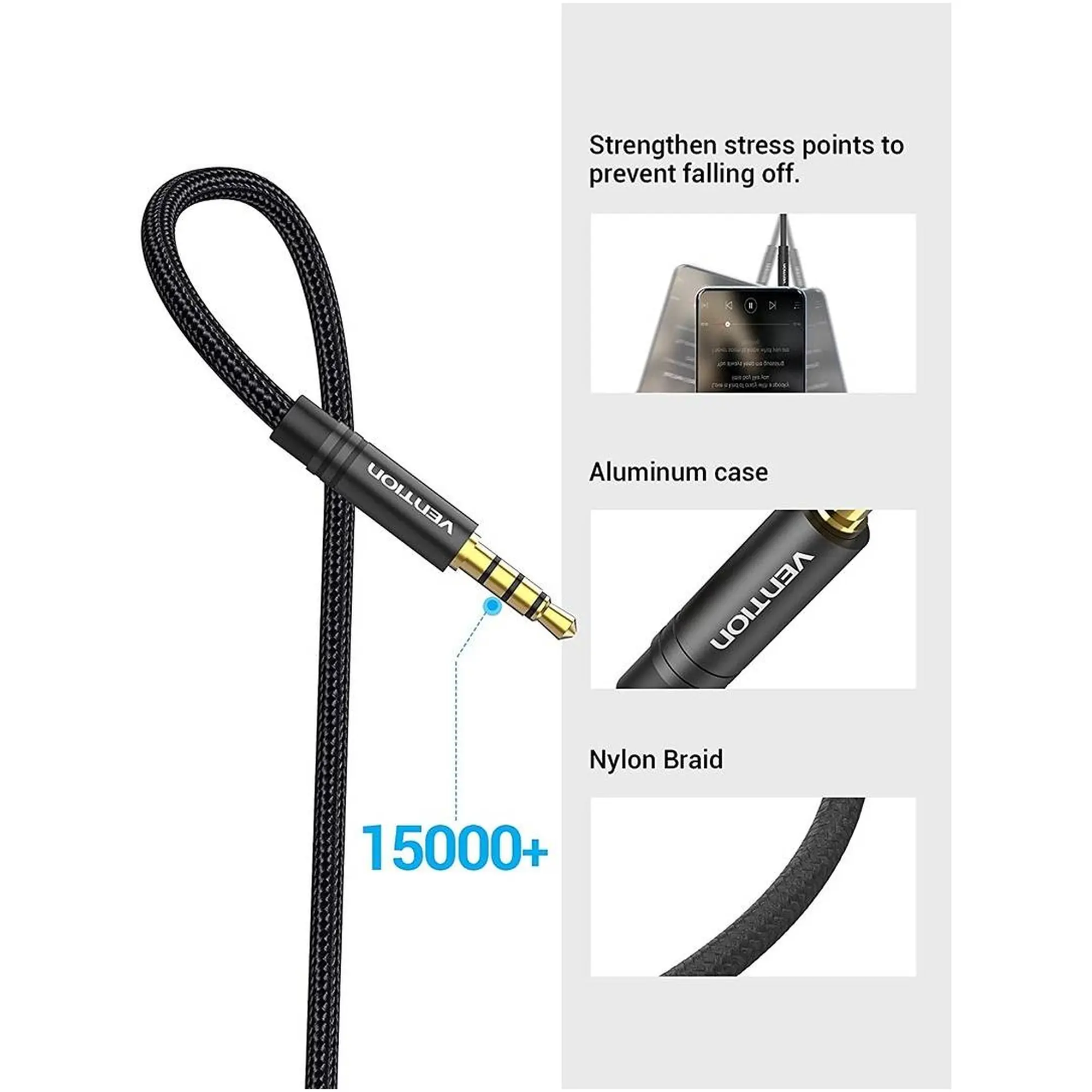 Купить Кабель Vention mini-jack 3.5mm 3м Black (BHBBI) - фото 7