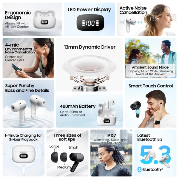 Купити Навушники  BlackviewAirBuds 8 Arctic White (6931548315971) - фото 7