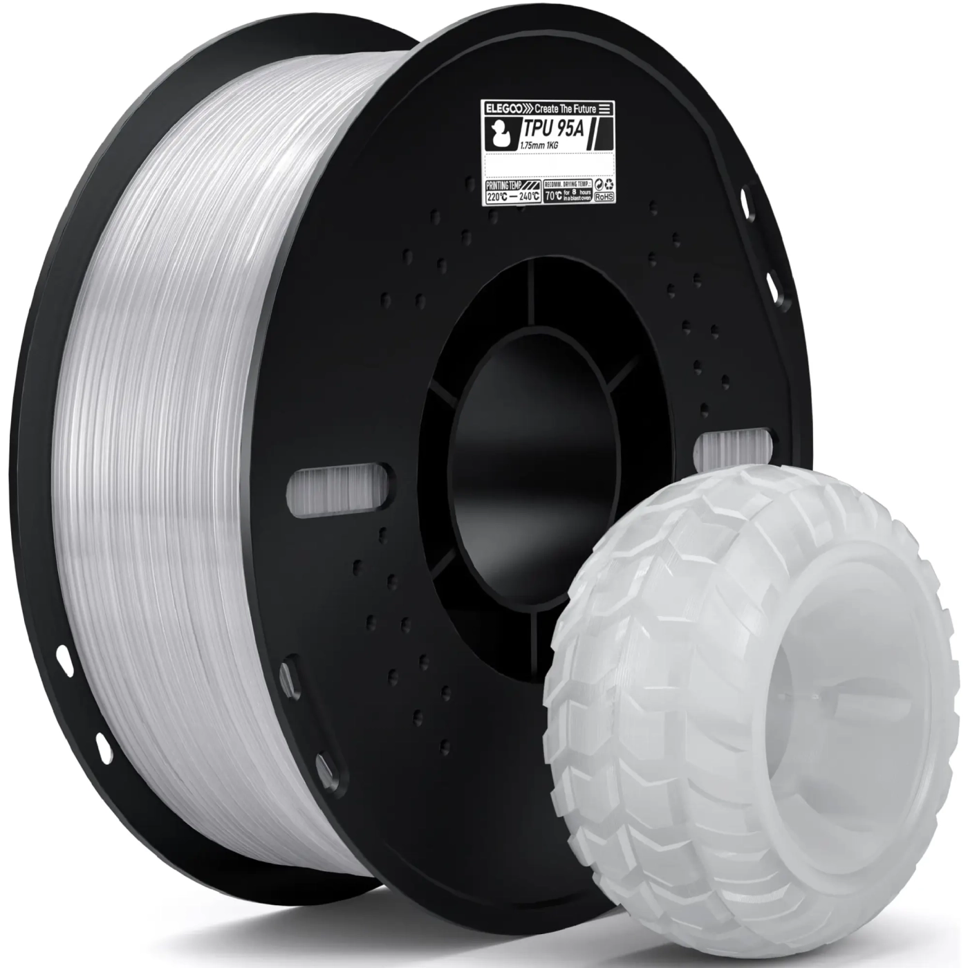 Купити TPU Filament (пластик) для 3D принтера ELEGOO 1кг, 1.75мм, прозрачный (50.203.0569) - фото 1