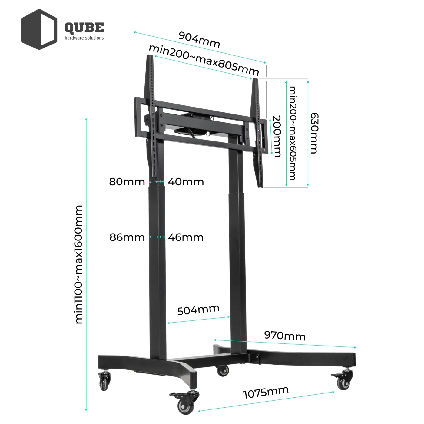 Купити Стійка з кріпленням для телевізора Qube 100B120 до 100" 120kg max (100B120) - фото 7