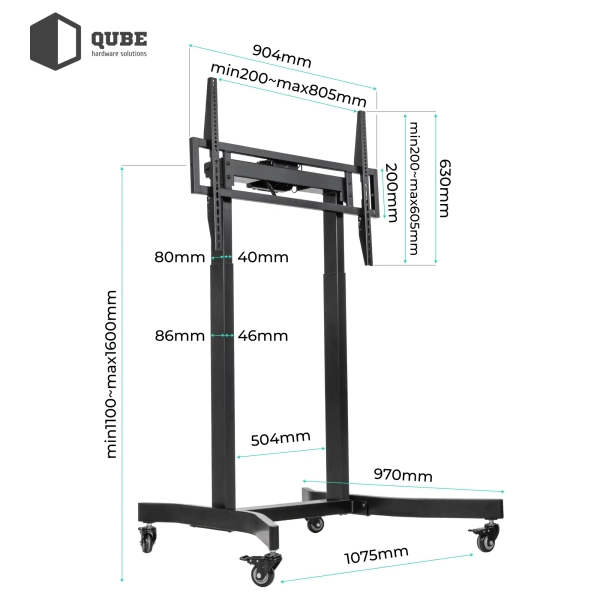 Купити Стійка з кріпленням для телевізора Qube 100B120 до 100" 120kg max (100B120) - фото 7