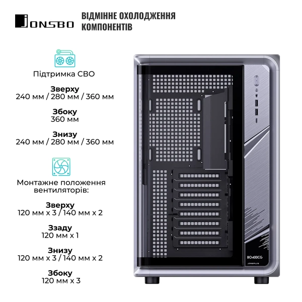 Купити Корпус JONSBO BO400CG Gray - фото 4