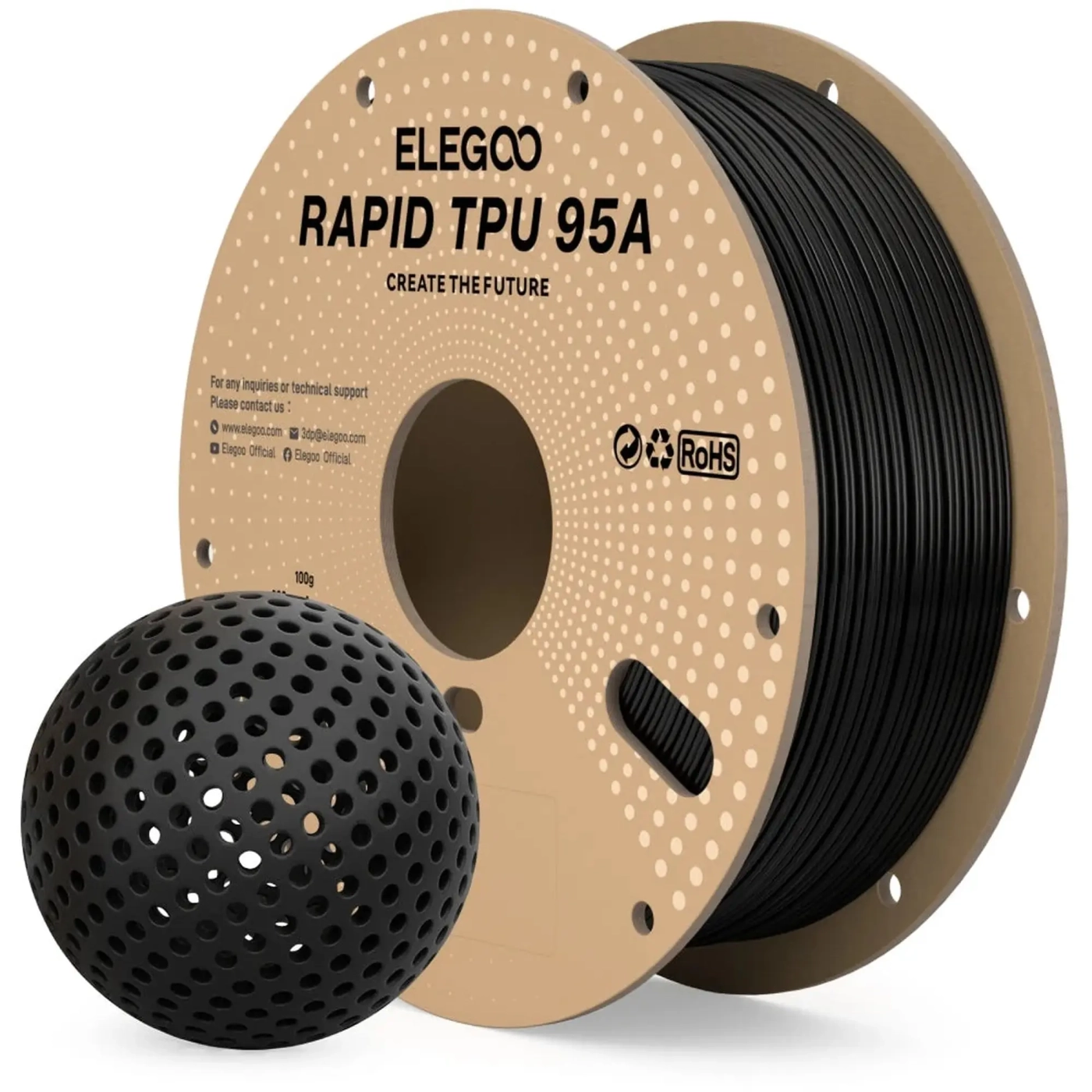 Купити Rapid TPU Filament (пластик) для 3D принтера ELEGOO 1кг, 1.75мм, чорний (50.203.0631) - фото 1