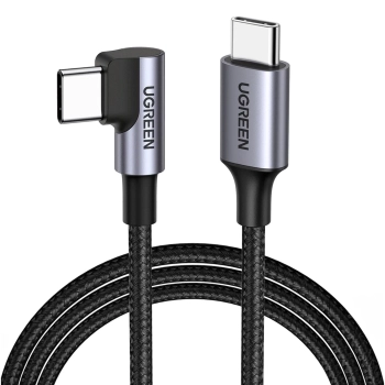 Купить Кабель UGREEN US255 USB-C - USB-C 90° 60W 2m Gray/Black (50125) - фото 1