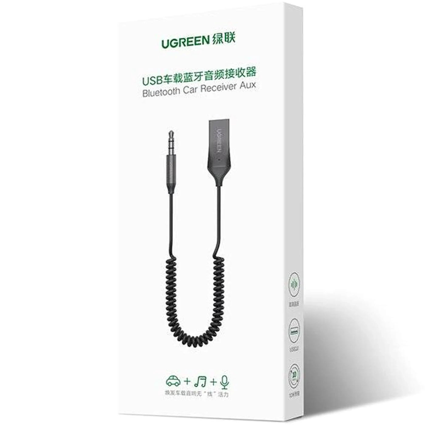 Купить Адаптер автомобильный UGREEN CM309 Bluetooth Car Receiver Aux with Mic Space Gray (70601) - фото 3