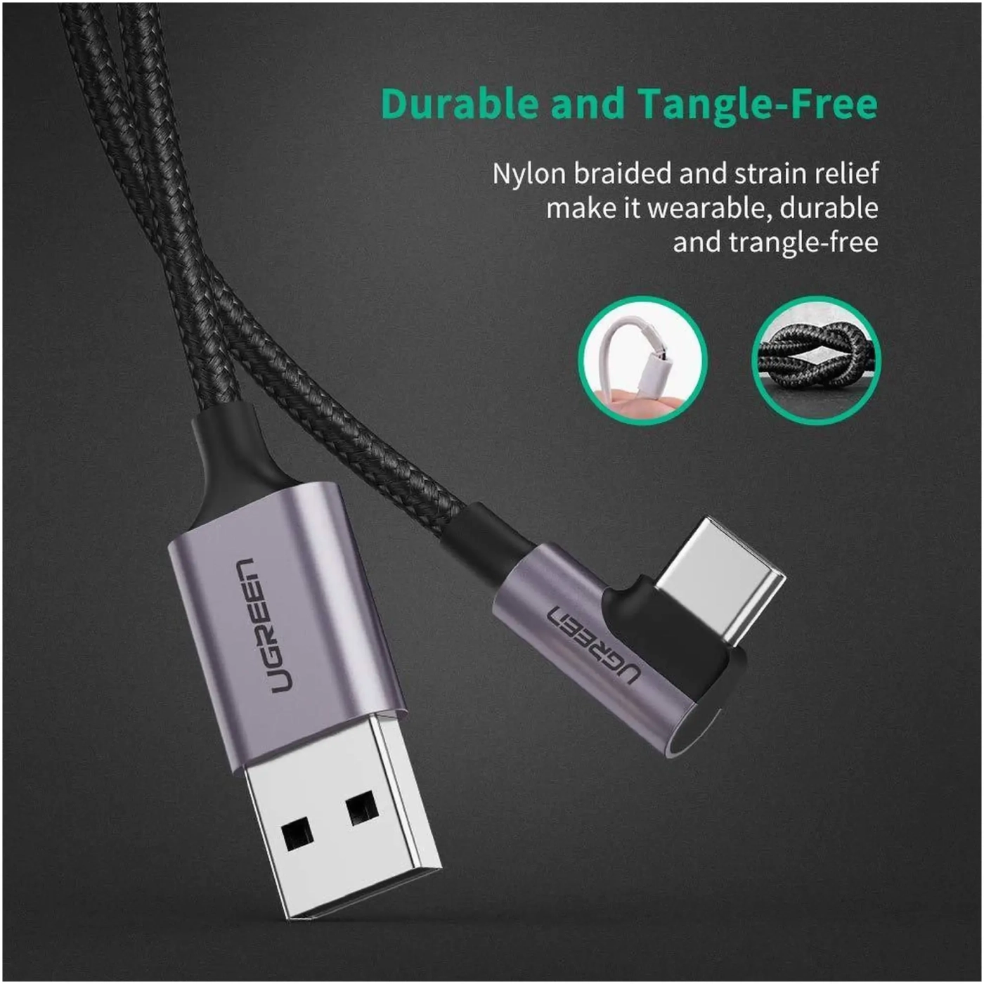 Купити Кабель UGREEN US284 USB - USB-C 1m Black (50941) - фото 2