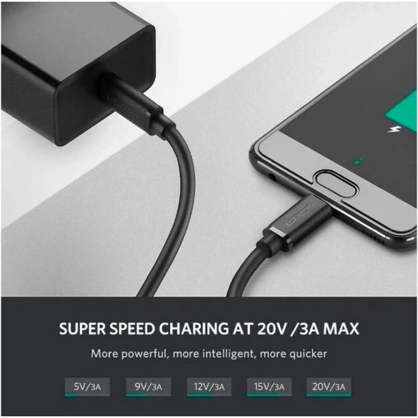 Купити Кабель UGREEN US286 USB-C - USB-C 3A 2m Black (10306) - фото 2