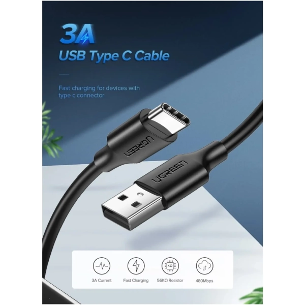 Купить Кабель UGREEN US287 USB - USB-C 1.5m Black (60117) - фото 2