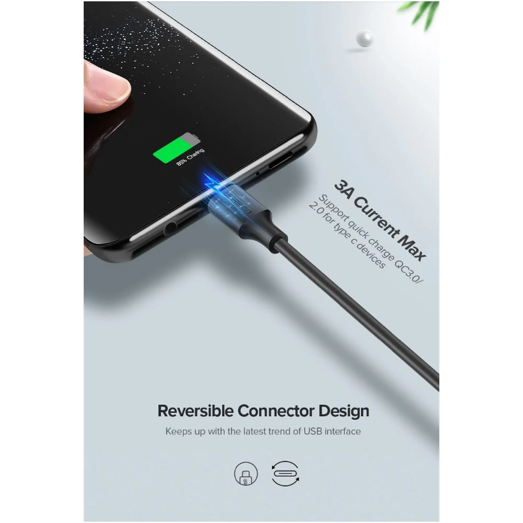 Купить Кабель UGREEN US287 USB - USB-C 1.5m Black (60117) - фото 3