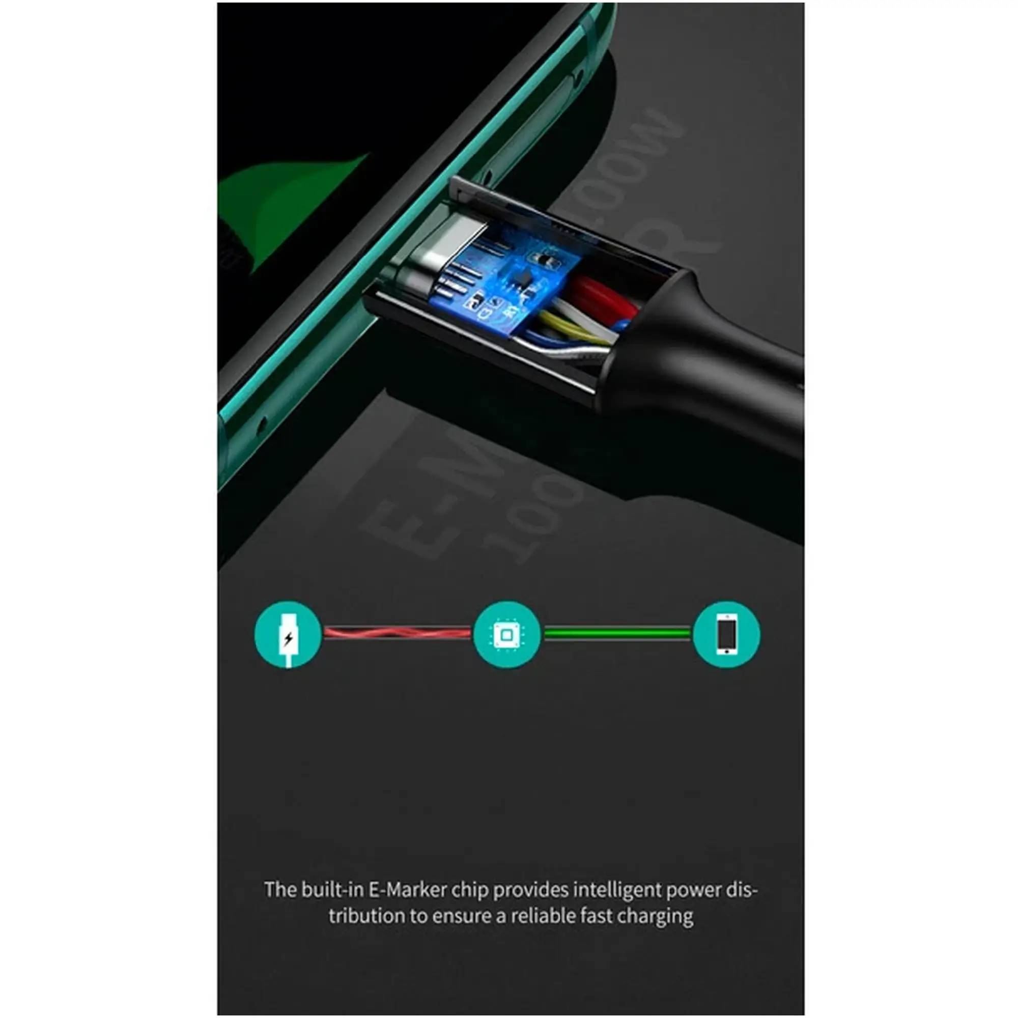 Купить Кабель UGREEN US300 USB-C - USB-C 100W 5A 1m Black (80371) - фото 3