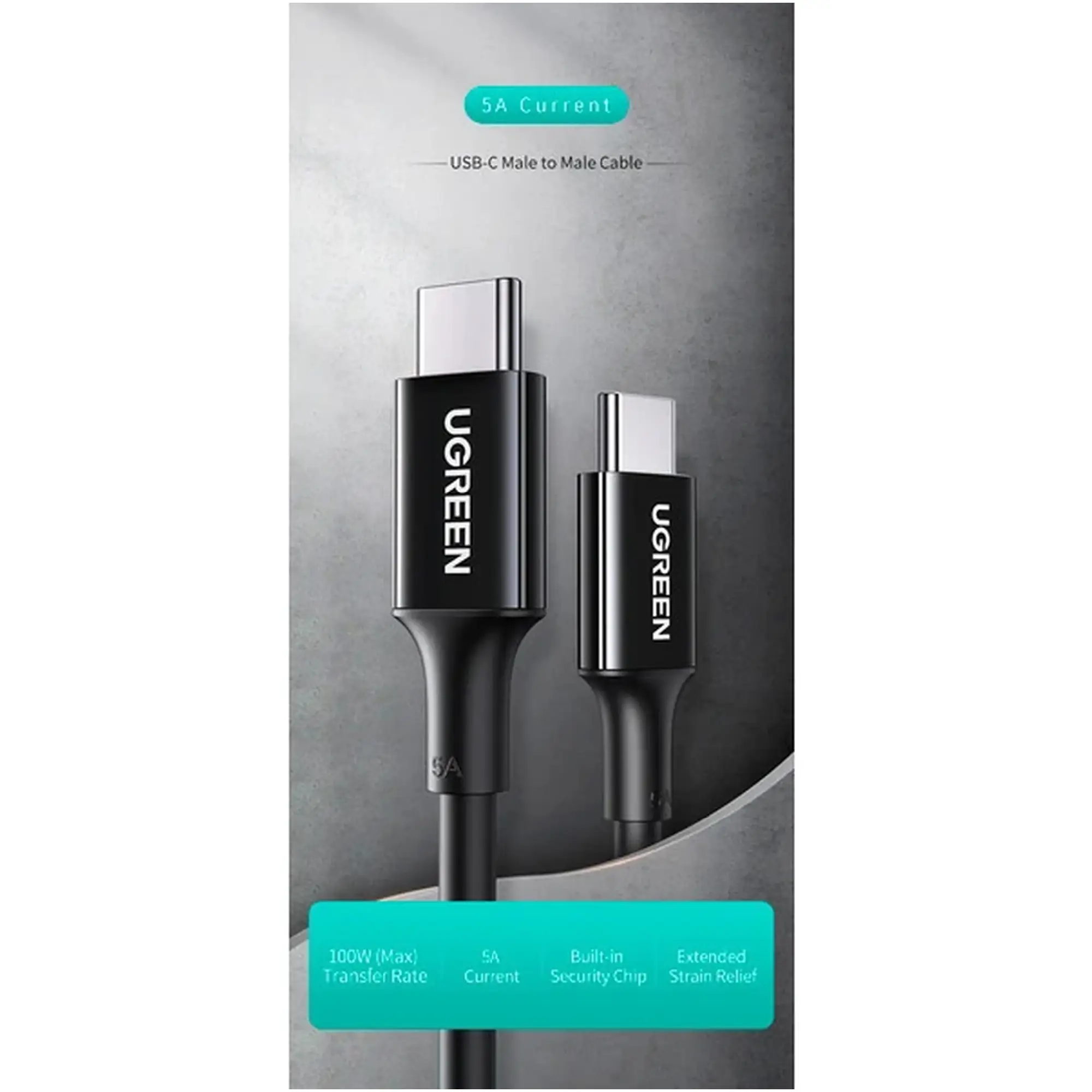Купити Кабель UGREEN US300 USB-C - USB-C 100W 5A 2m Black (80372) - фото 3
