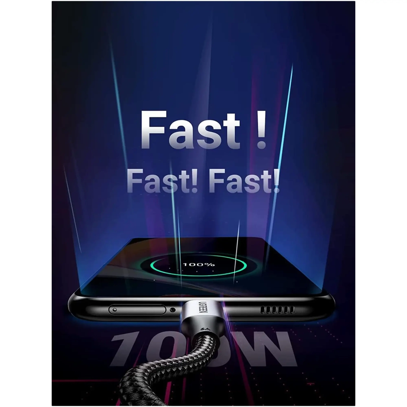 Купить Кабель UGREEN US316 USB-C - USB-C 100W 3m Space Gray (90120) - фото 3