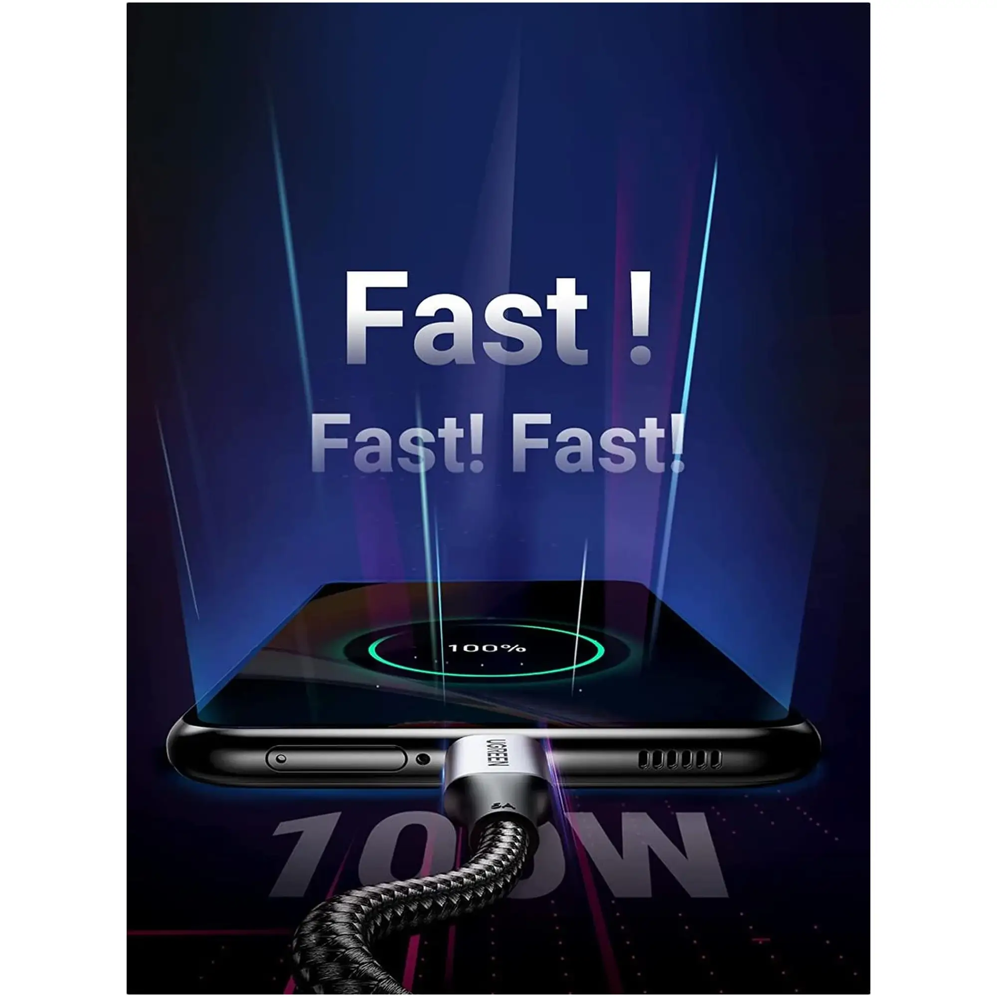 Купить Кабель UGREEN US316 USB-C - USB-C 100W 3m Space Gray (90120) - фото 3