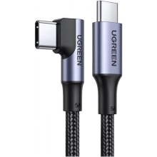 Купити Кабель UGREEN US334 USB-C 2.0 to Angled USB-C M/M Cable Aluminium Shell with Braided 1m Black (70643) - фото 2
