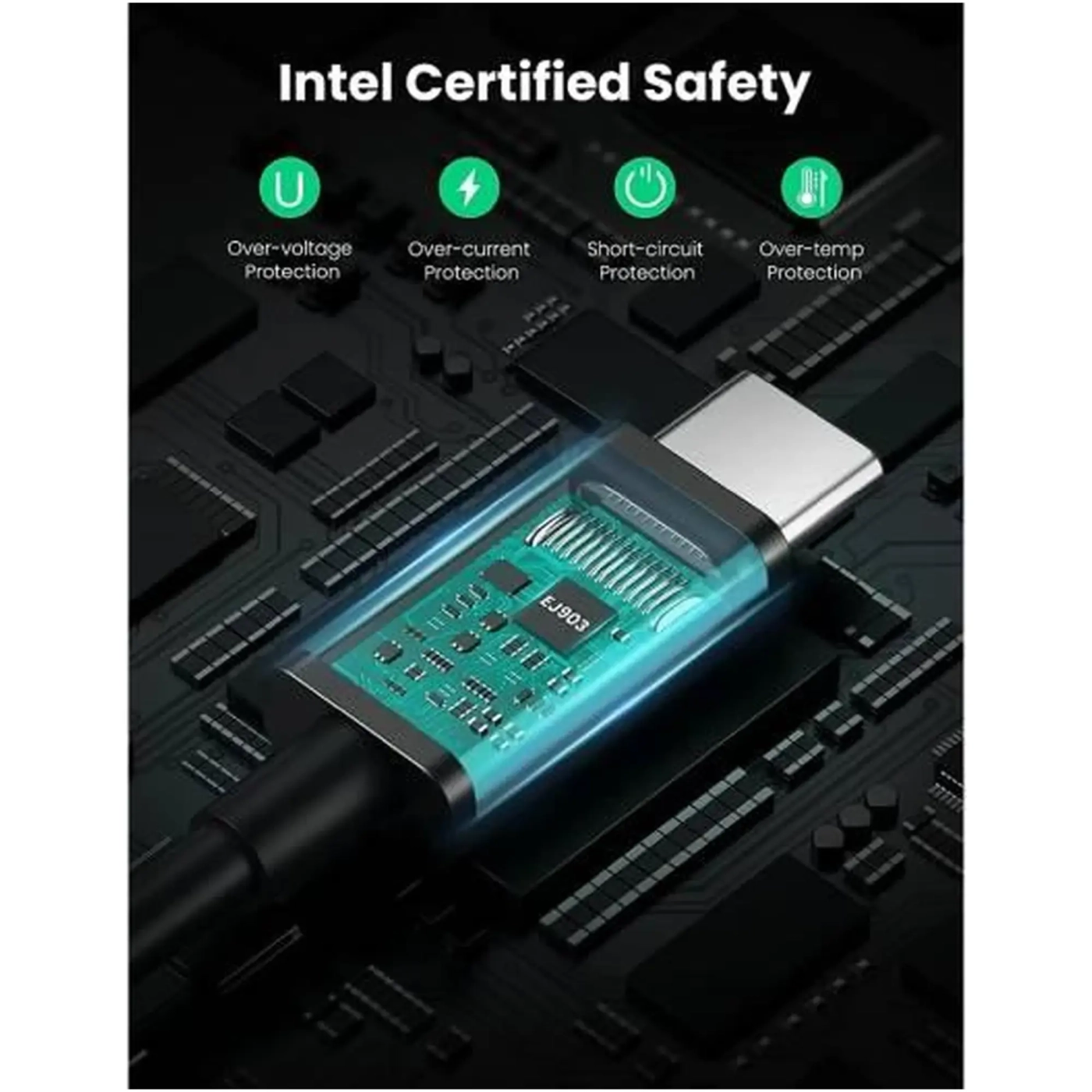 Купить Кабель UGREEN US501 USB 4.0 Type-C M-M Thunderbolt 0.8m Black (30389) - фото 4