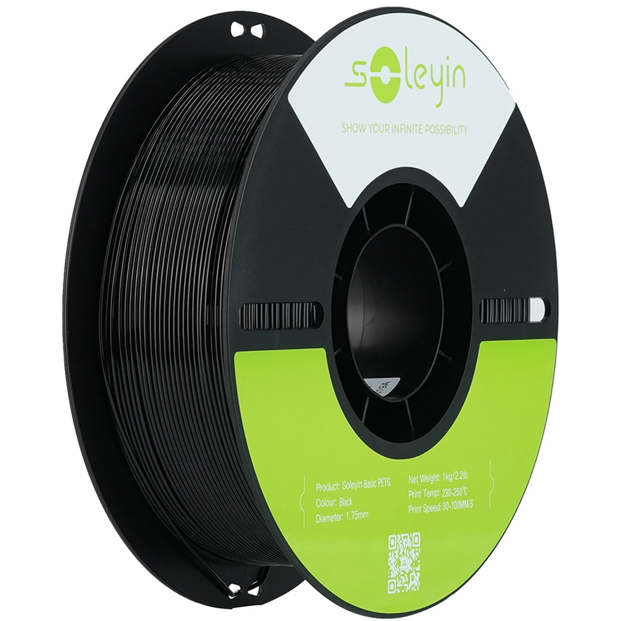 Купити PETG Filament (пластик) для 3D принтера CREALITY Soleyin 1кг, 1.75мм, чорний (3301030163) - фото 1