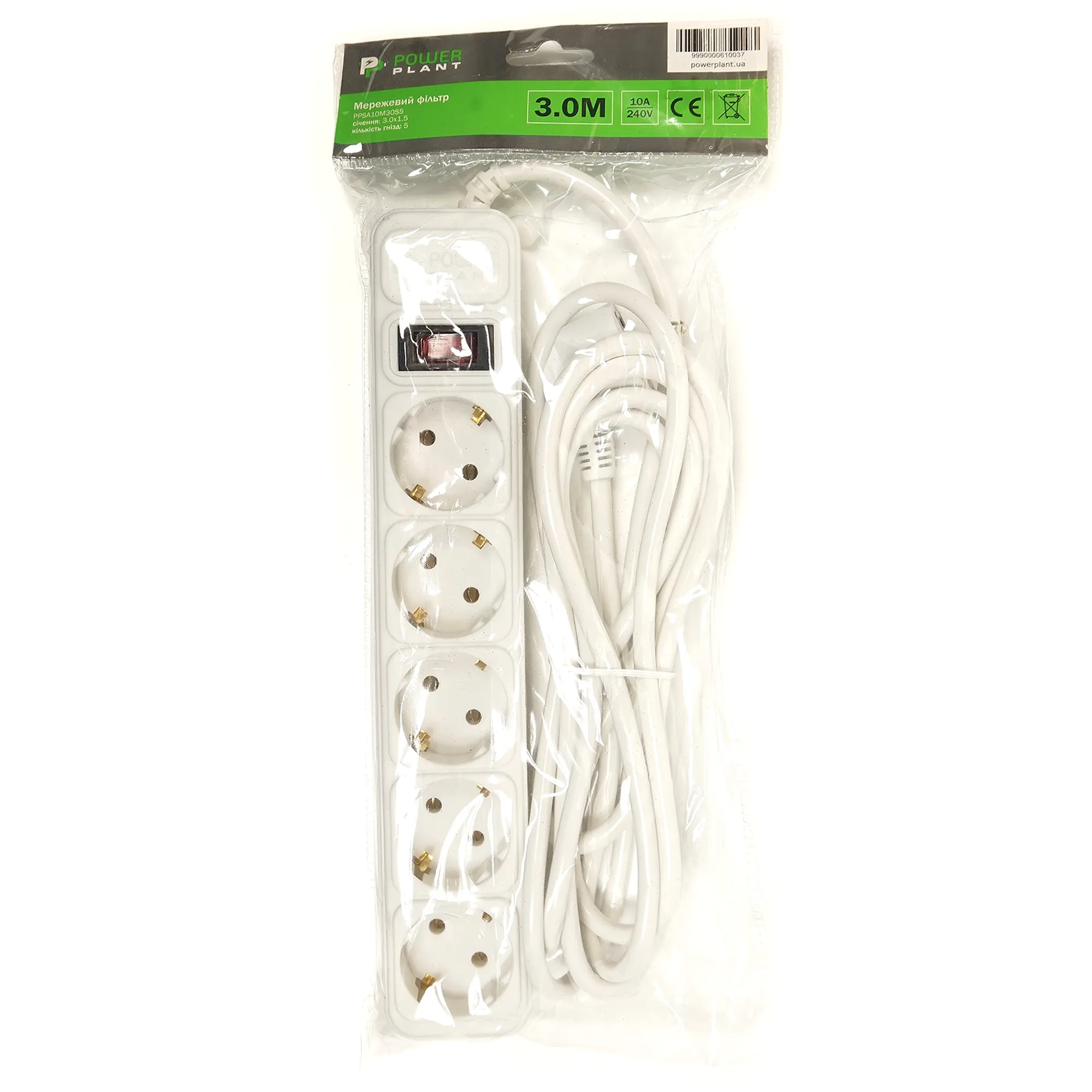 Купить Сетевой фильтр PowerPlant 3 м, 5 розеток, евростандарт (PPSA10M30S5) - фото 3