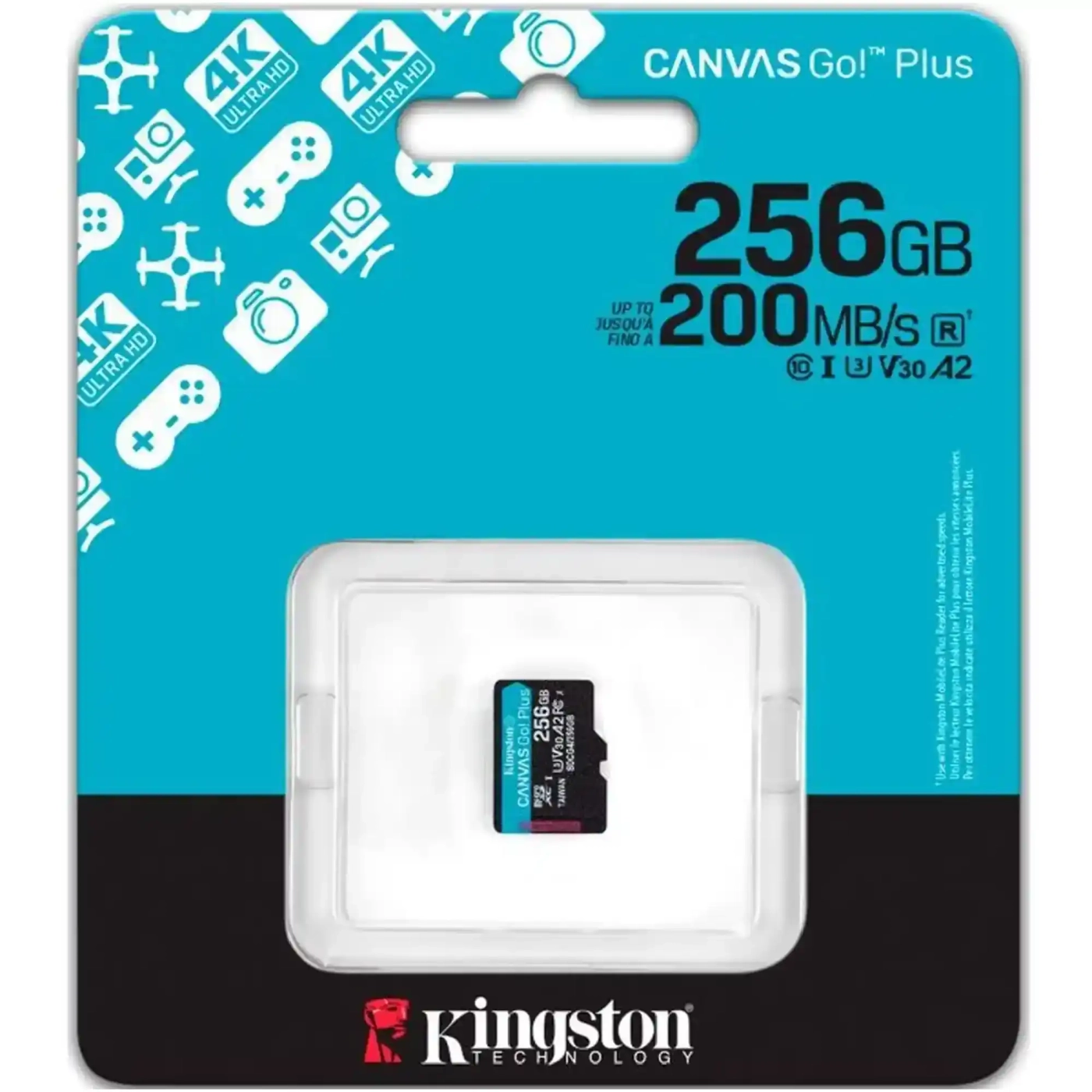 Купить Карта памяти Kingston 256GB microSDXC сlass 10 UHS-I U3 V30 A2 Canvas Go Plus G4 (SDCG4/256GBSP) - фото 3