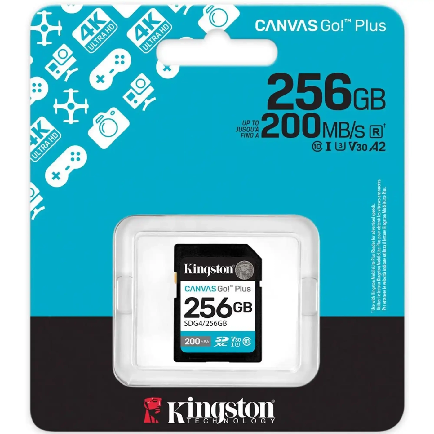 Купить Карта памяти Kingston 256GB SDXC сlass 10 UHS-I U3 V30 Canvas Go Plus G4 (SDG4/256GB) - фото 3