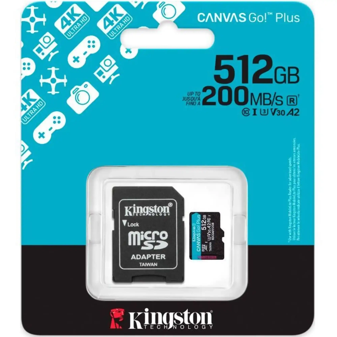 Купить Карта памяти Kingston 512GB microSDXC сlass 10 UHS-I U3 V30 A2 Canvas Go Plus G4 (SDCG4/512GB) - фото 3