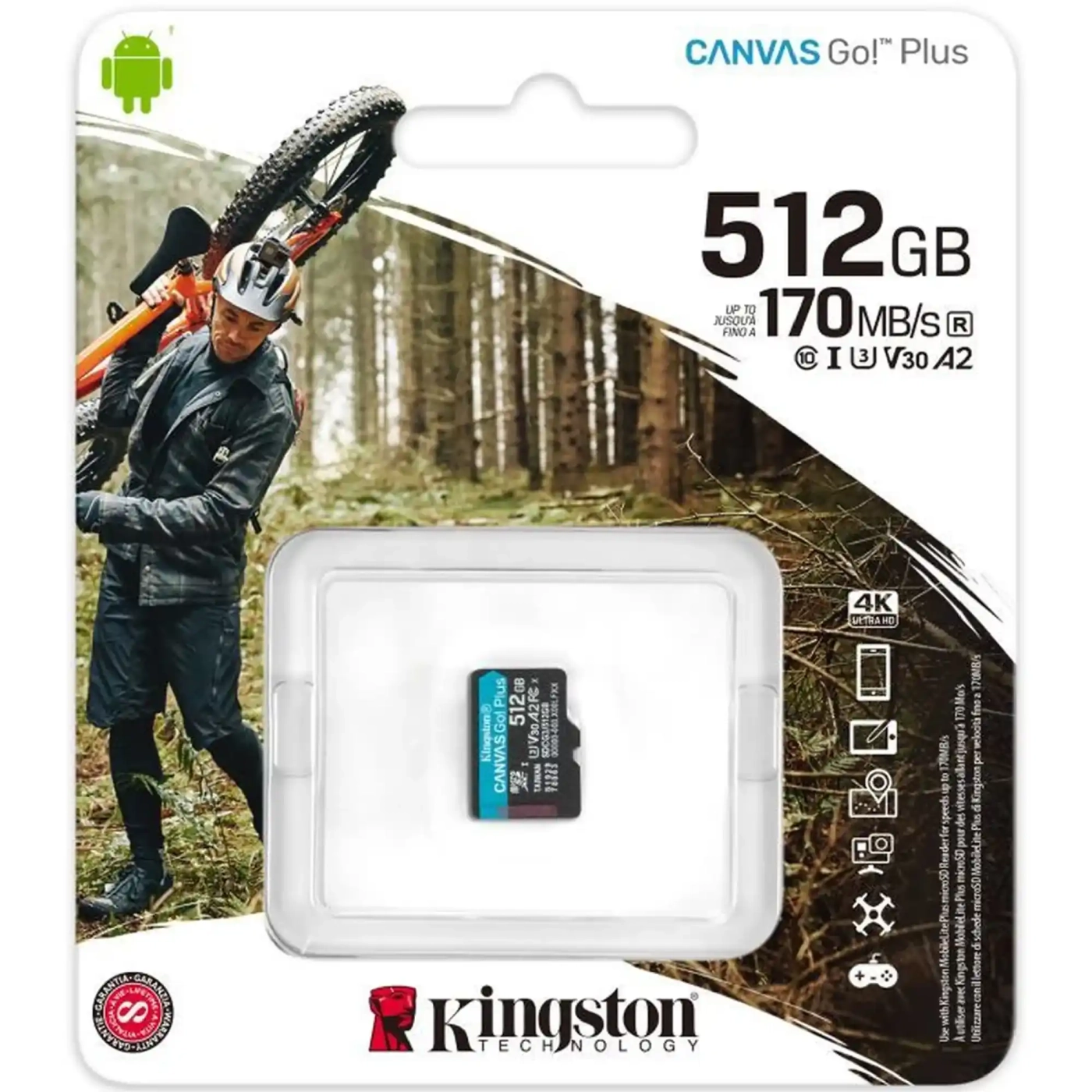 Купить Карта памяти Kingston 512GB microSDXC сlass 10 UHS-I U3 V30 A2 Canvas Go Plus G4 (SDCG4/512GBSP) - фото 3