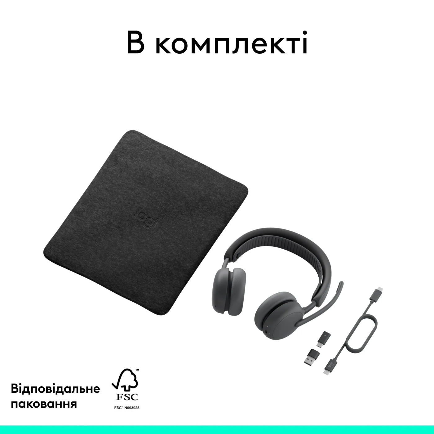 Купити Навушники Logitech Zone Wireless 2 ES for Business Graphite TEAMS version with receiver (981-001493) - фото 15