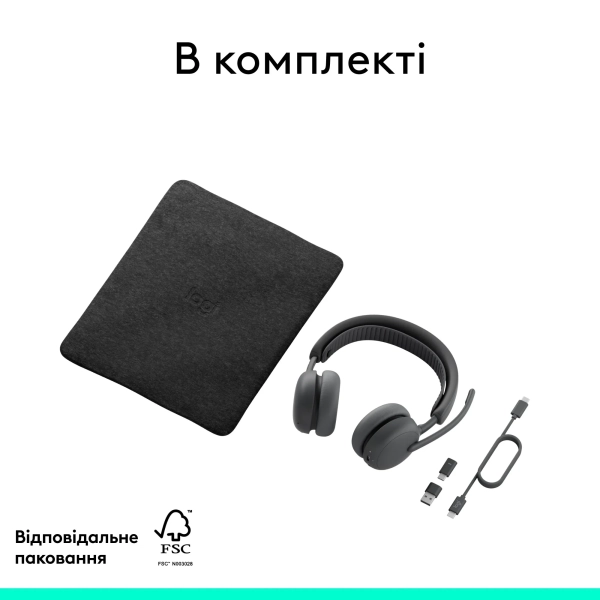 Купити Навушники Logitech Zone Wireless 2 ES for Business Graphite TEAMS version with receiver (981-001493) - фото 15