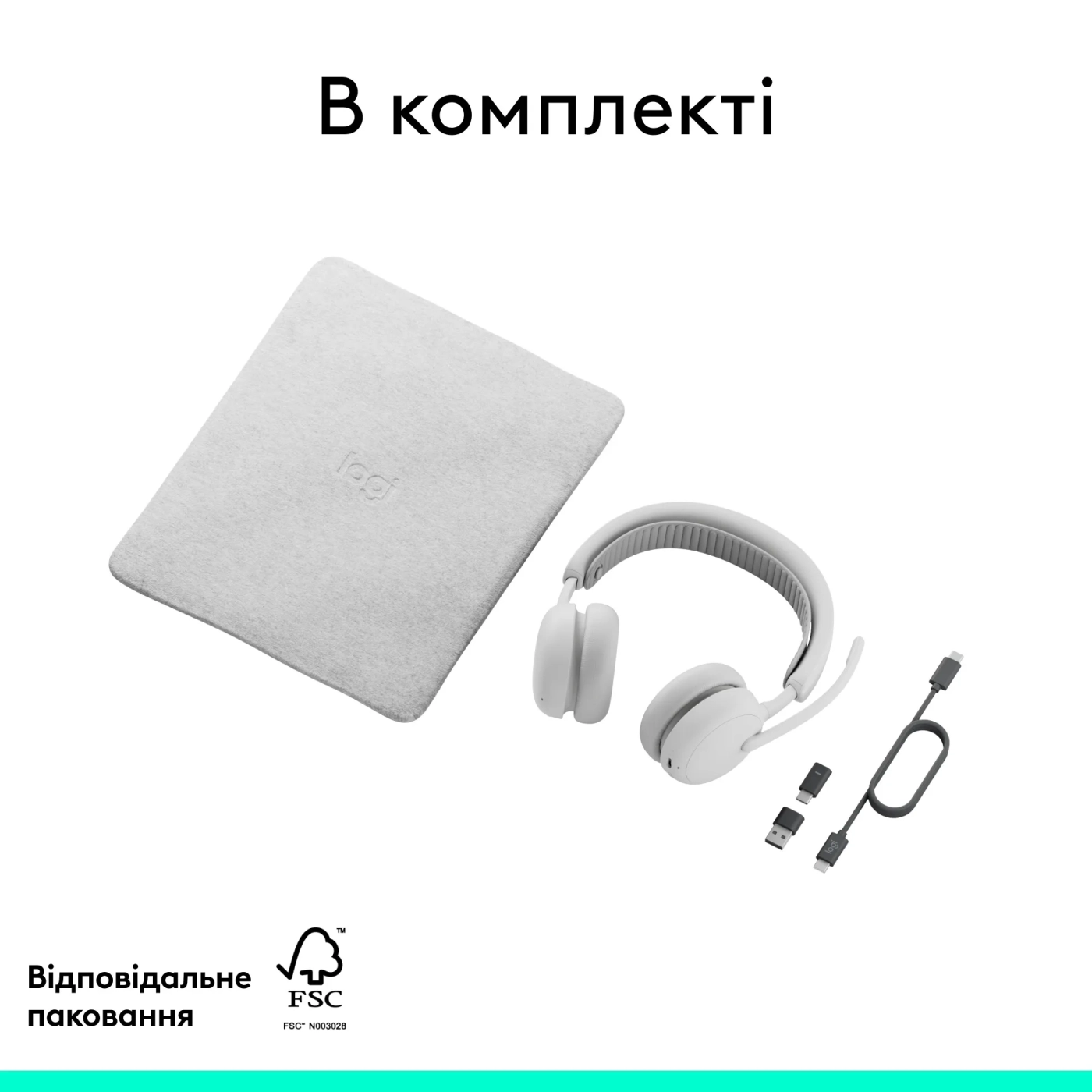 Купити Навушники Logitech Zone Wireless 2 ES for Business Off-White TEAMS version with receiver (981-001520) - фото 15