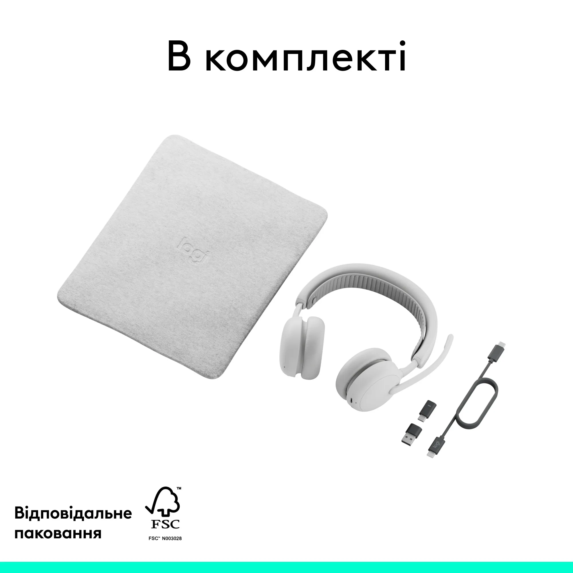 Купити Навушники Logitech Zone Wireless 2 ES for Business Off-White TEAMS version with receiver (981-001520) - фото 15