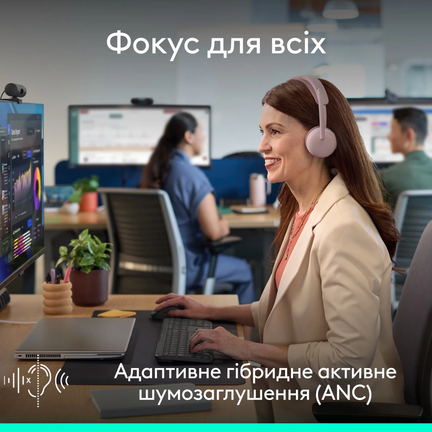 Купити Навушники Logitech Zone Wireless 2 ES for Business Rose TEAMS version with receiver (981-001521) - фото 7