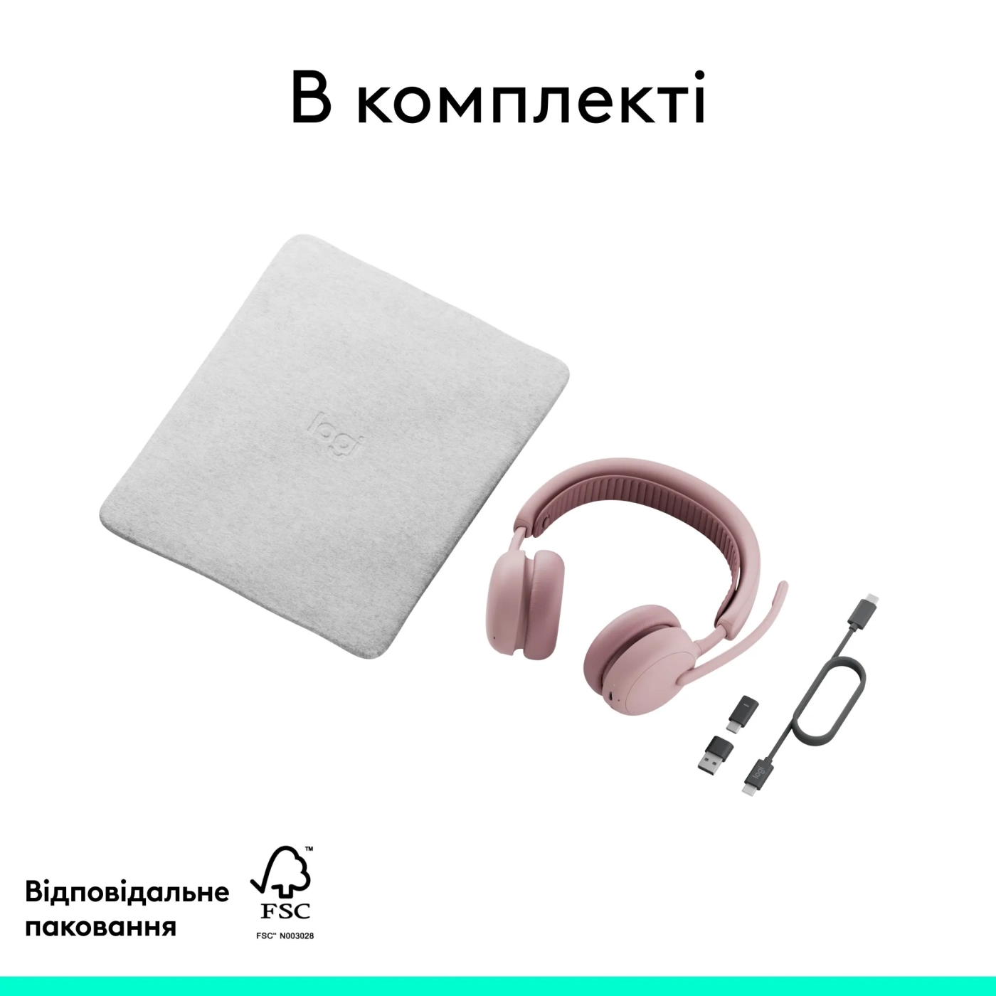 Купити Навушники Logitech Zone Wireless 2 ES for Business Rose TEAMS version with receiver (981-001521) - фото 15