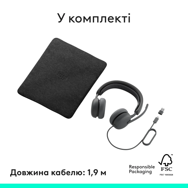 Купити Навушники Logitech Zone Wired 2 for Business USB Graphite TEAMS version (981-001615) - фото 15