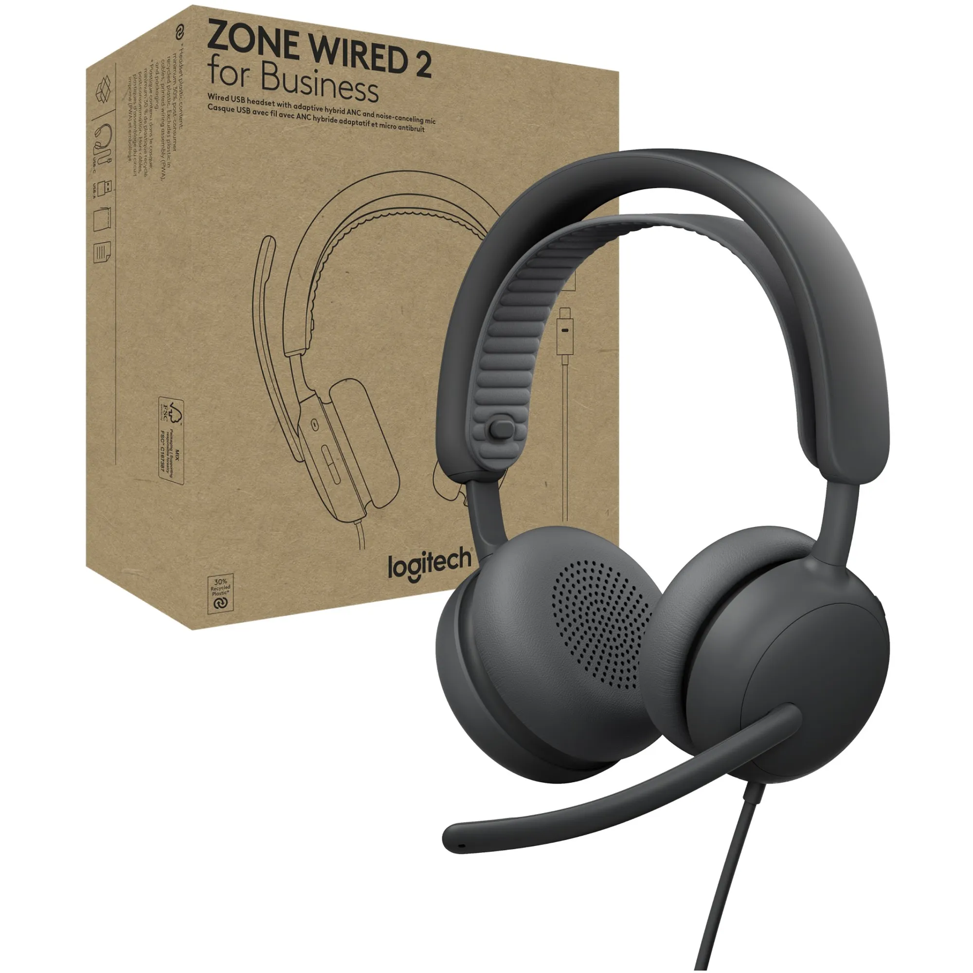 Купити Навушники Logitech Zone Wired 2 for Business USB Graphite UC version (981-001618) - фото 5