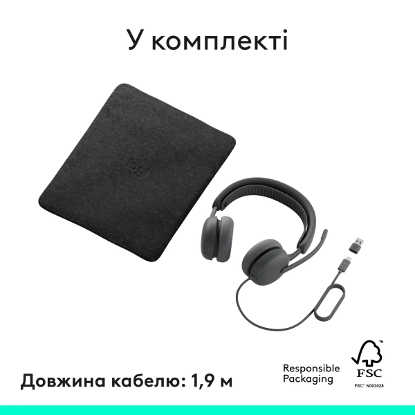 Купити Навушники Logitech Zone Wired 2 for Business USB Graphite UC version (981-001618) - фото 15